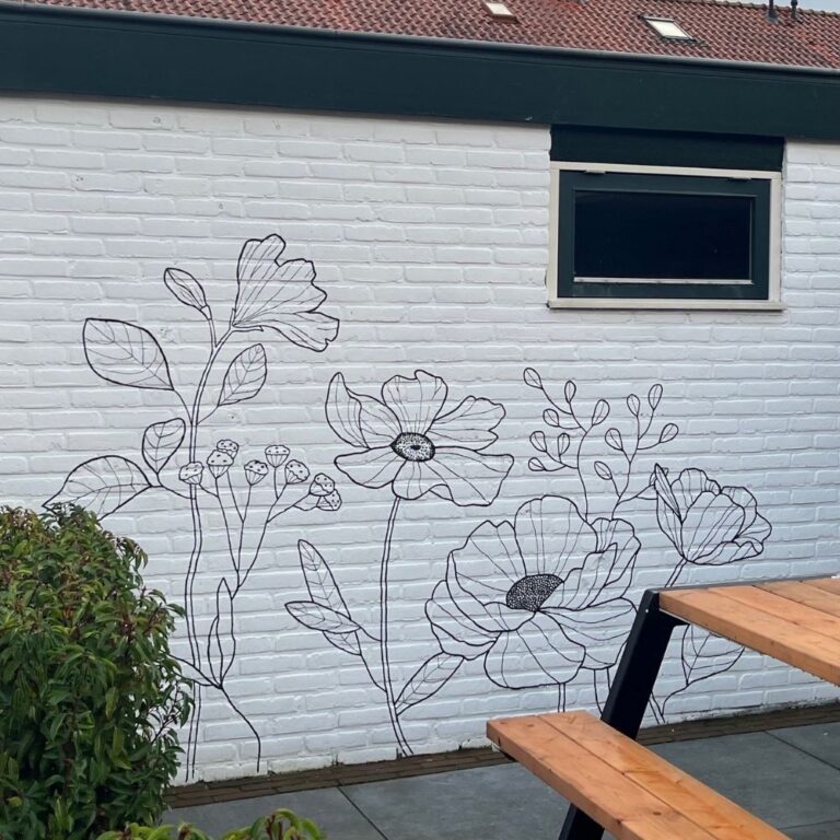 muurschildering buiten muur