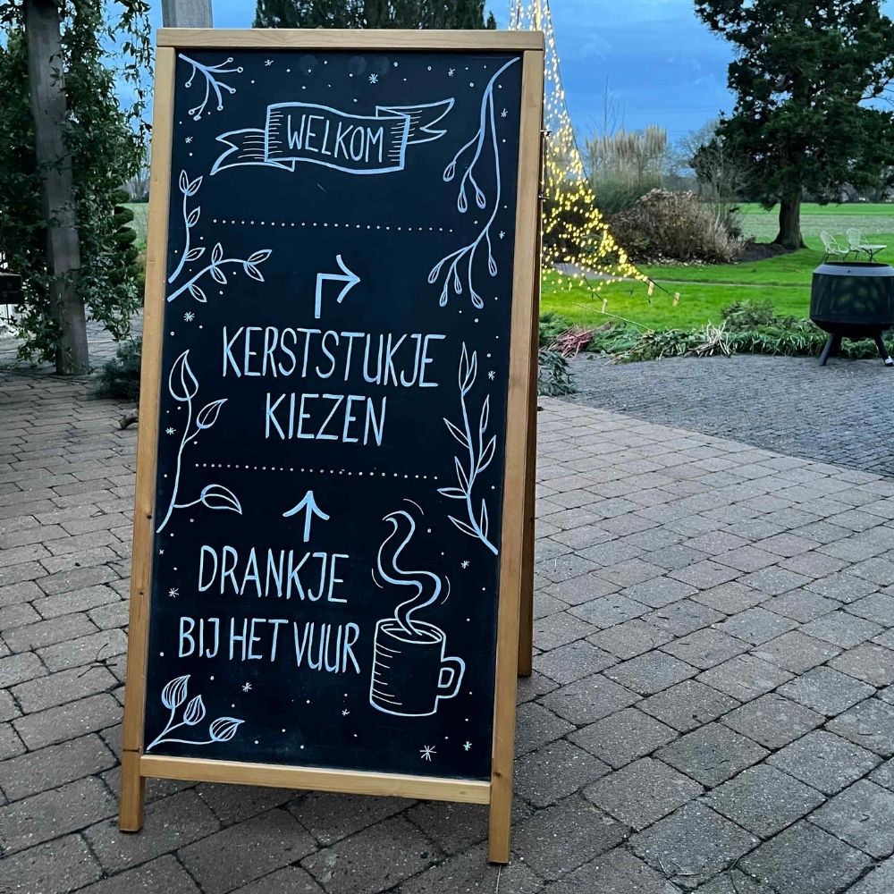 stoepbord krijtbord met winterse tekening